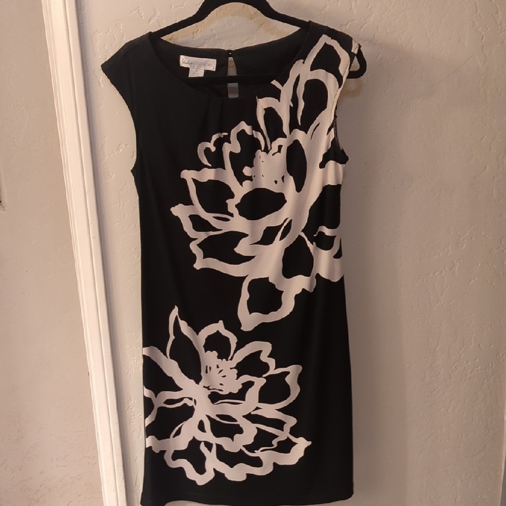 Elegant Black and White Floral Dress